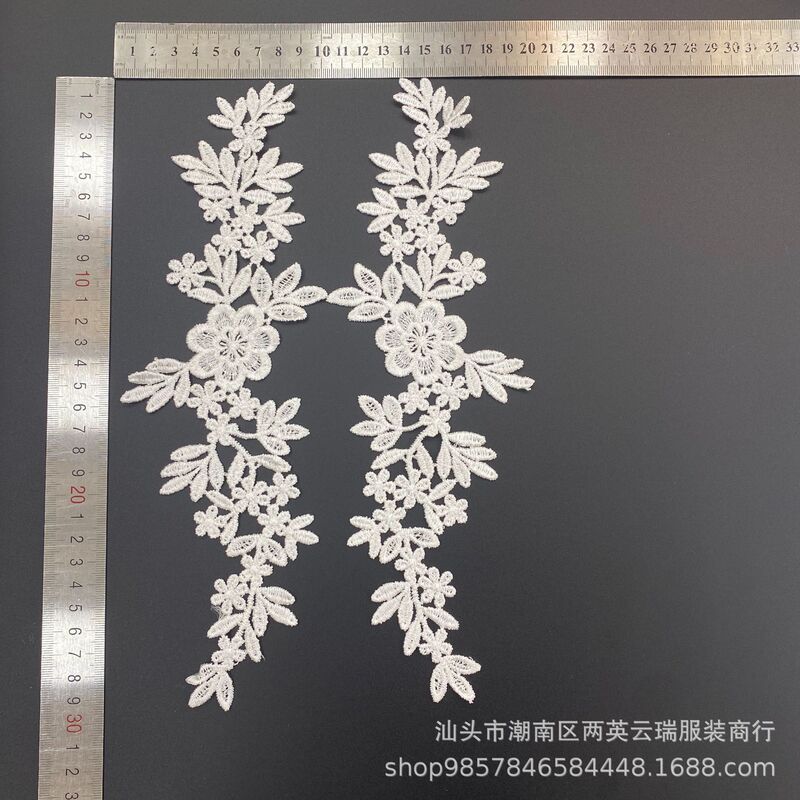 Factory Direct clothing accessories water soluble polyester silk flower embroidery lace polyester light hollow flower cloth stickers