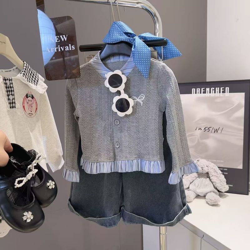 儿童打底衫2025新款女童秋冬款开衫韩版毛衣可爱花边潮流纯色上衣|undefined