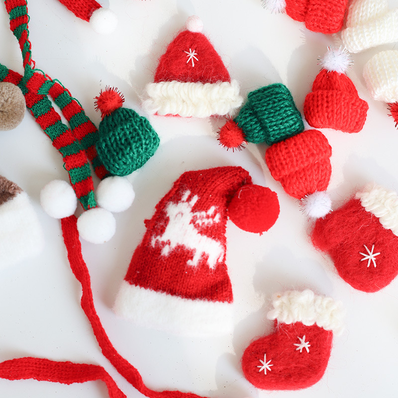 Navidad de peluche lana felt guantes bufandas sombreros de Navidad joyas decoración navideña colgante árbol de Navidad al por mayor