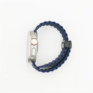 Suitable for Apple Watch Strap Apple Ocean Foldableing Magnetic Iron Silicone Watch Strap Simple and Fashionable Strap