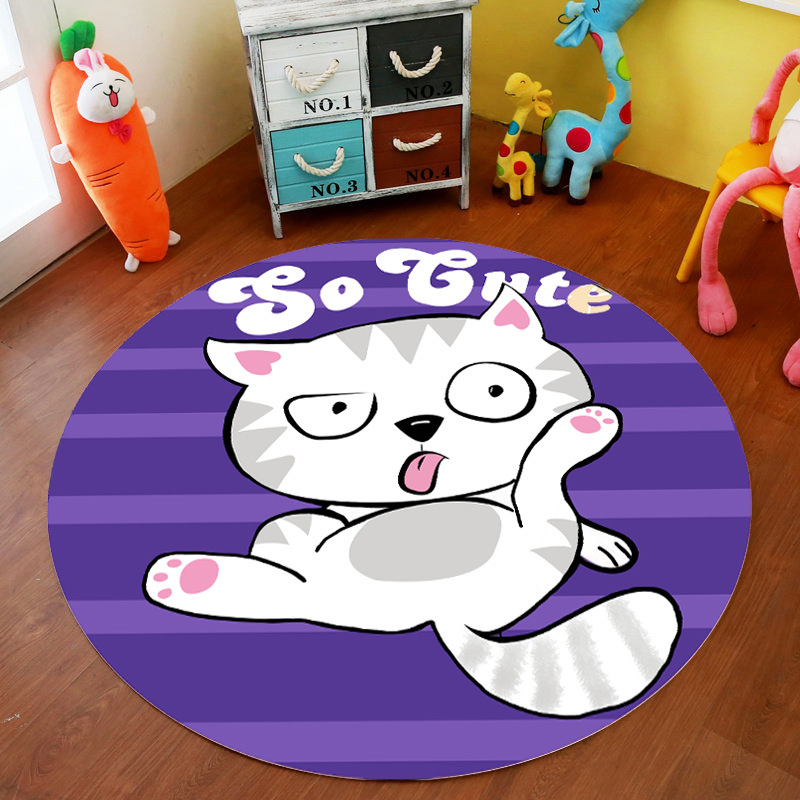 Transfronteriza de dibujos animados alfombra redonda dormitorio lindo cama completa estera de noche engrosada de terciopelo de cristal alfombra del piso de los niños alfombra de la habitación