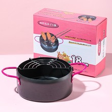 不粘迷你油炸锅日本天妇罗油炸锅小号省油家用带滤网燃气电磁炉用