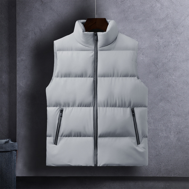Chaleco de algodón de plumón para hombres 2024 invierno en el interior del chaleco de calentamiento grueso sin mangas y hombros de tamaño grande abrazadera para hombres