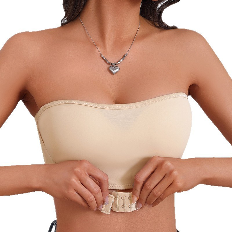 胸を包み込む女性用ストラップレスワンラインサポート滑り止めプッシュアップ下着小胸プッシュアップシェイプコルセットベスト|undefined