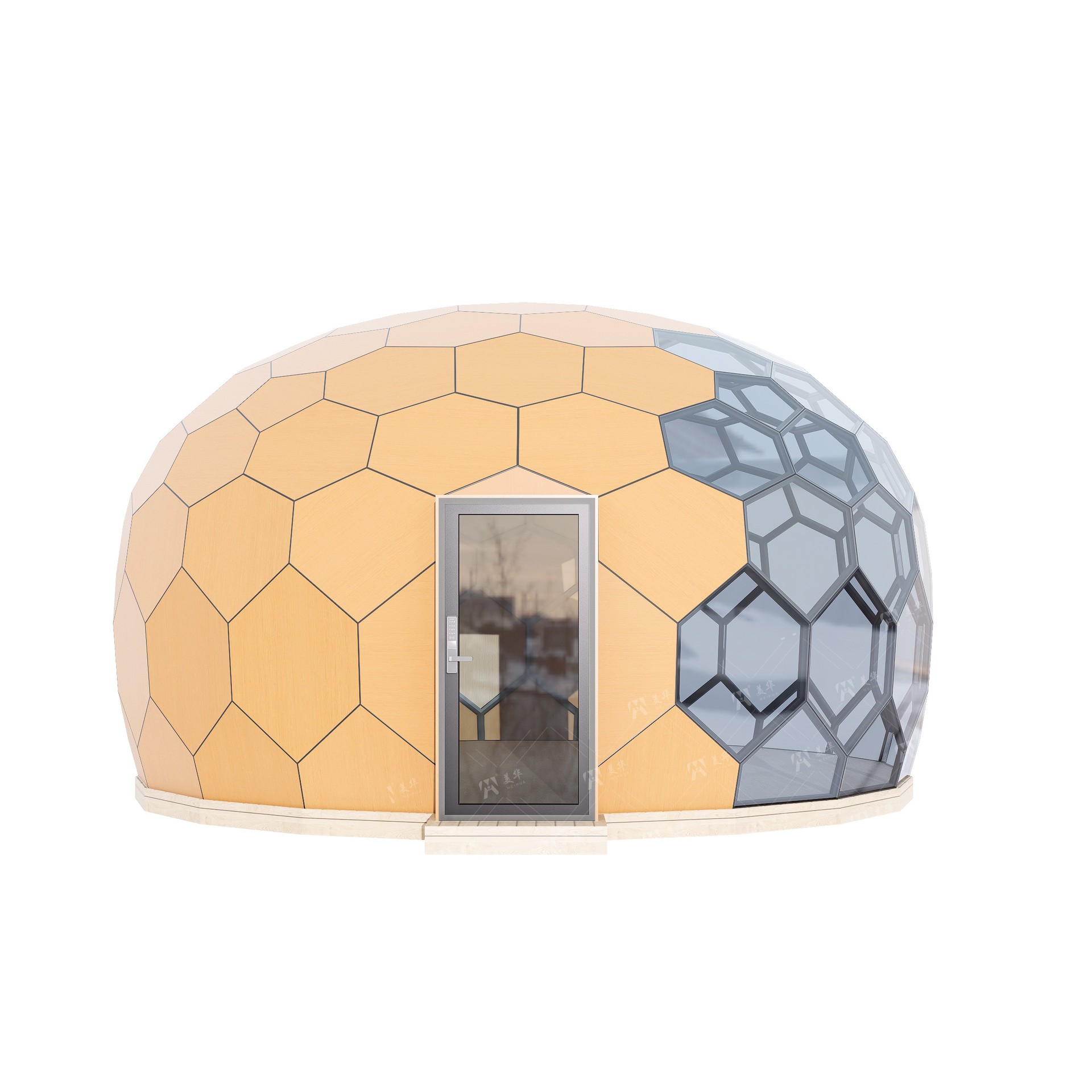 Exportado de Guangdong a Japón Actividades al aire libre Exposición a gran escala Carpa esférica de vidrio Uso permanente Restaurante Exposición Boda