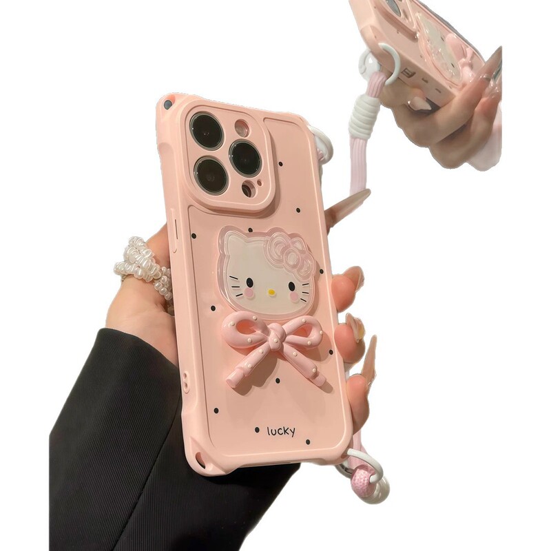 适用iPhone16ProMax手机壳粉波点立体kt猫华为oppo小米vivo苹果套|undefined