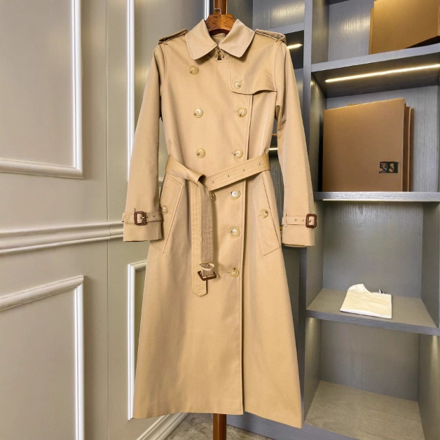 Foreign Trade High Version Bbr Windbreaker Women's Kensington Long Windbreaker British Double-Breasted Chelsea Windbreaker Jacket