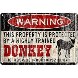 Wisesign 驴标志有趣的金属标志驴警告复古风格金属标志铁画适用