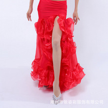 2022肚皮舞表演裙印度舞演出裙开叉卷边长裙亚马逊肚皮舞演出服