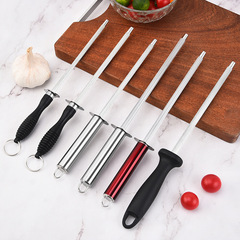Stainless steel handheld full steel knife sharpening stick, plastic handle knife sharpening rod, home kitchen knife quick sharpener