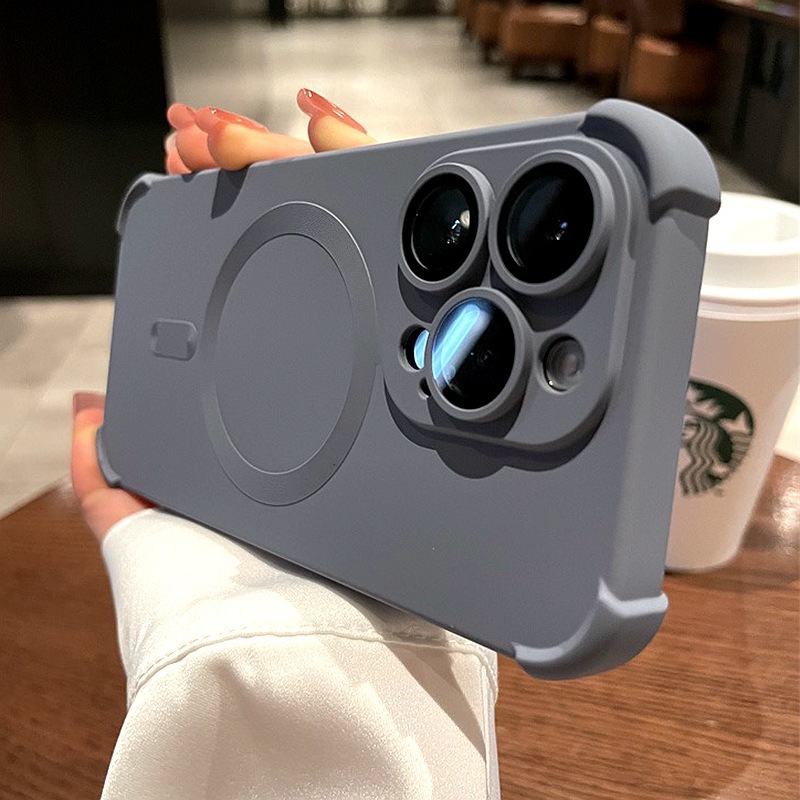 Funda para teléfono móvil iPhone 17 PRO, con airbag líquido, succión magnética en las cuatro esquinas, película protectora para la lente de Apple 14, funda protectora de cobertura total