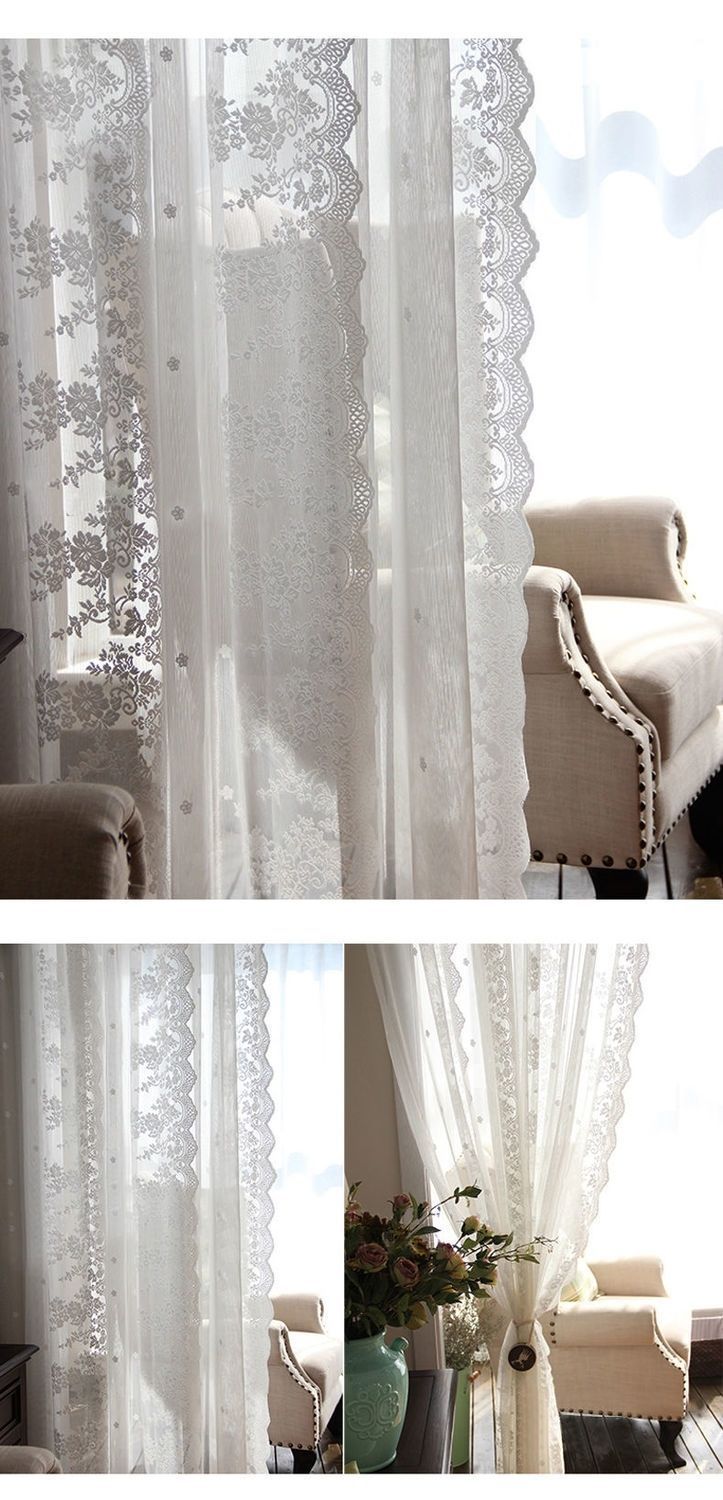 Biela čipkovaná záclona do spálne a kuchyne na suchý zips_voghion.com