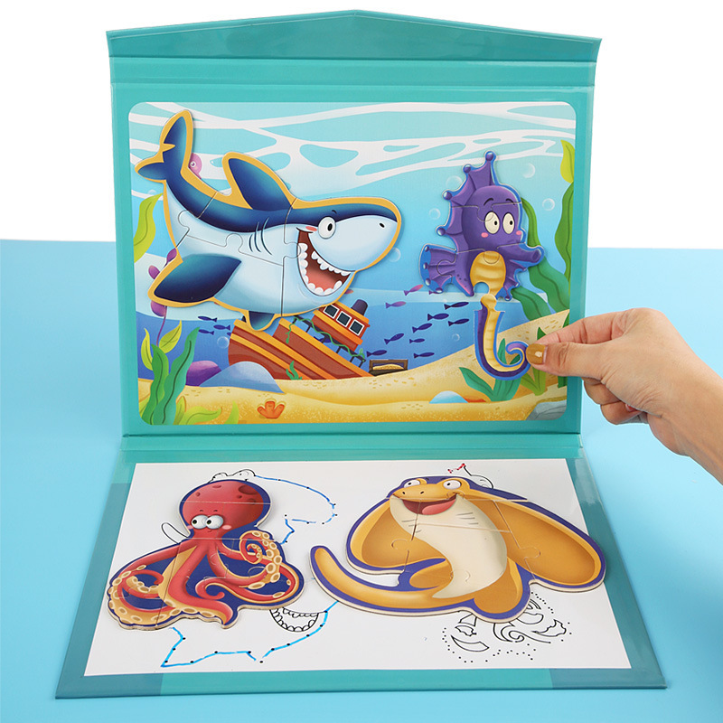 Carta infantil cognición tema navideño pegatinas de refrigerador número carta tarjeta a juego de doble cara inglés cognitivo rompecabezas magnético