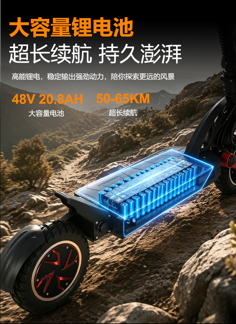 Two-wheel skateboard with dual motors and dual drive, 1600W power electric scooter for adults