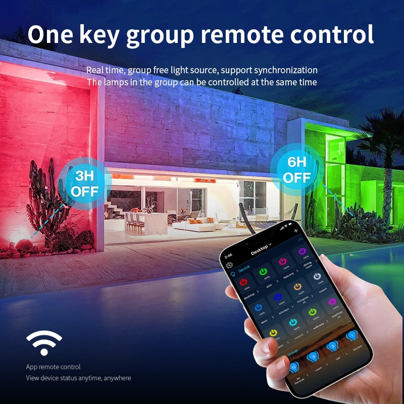 Reflector Inteligente con WiFi y Bluetooth, Graffiti Transfronterizo, Nuevo Producto, Aplicación, Reflector RGBW Colorido para Jardín, Ambiente RGBW