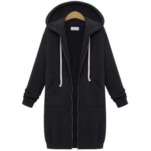 Alibaba.com eBay Amazon Women's 2024 Autumn/Winter Hooded Long-sleeve Mid-length Sweatshirt Fleece Jacket for Europe and America
