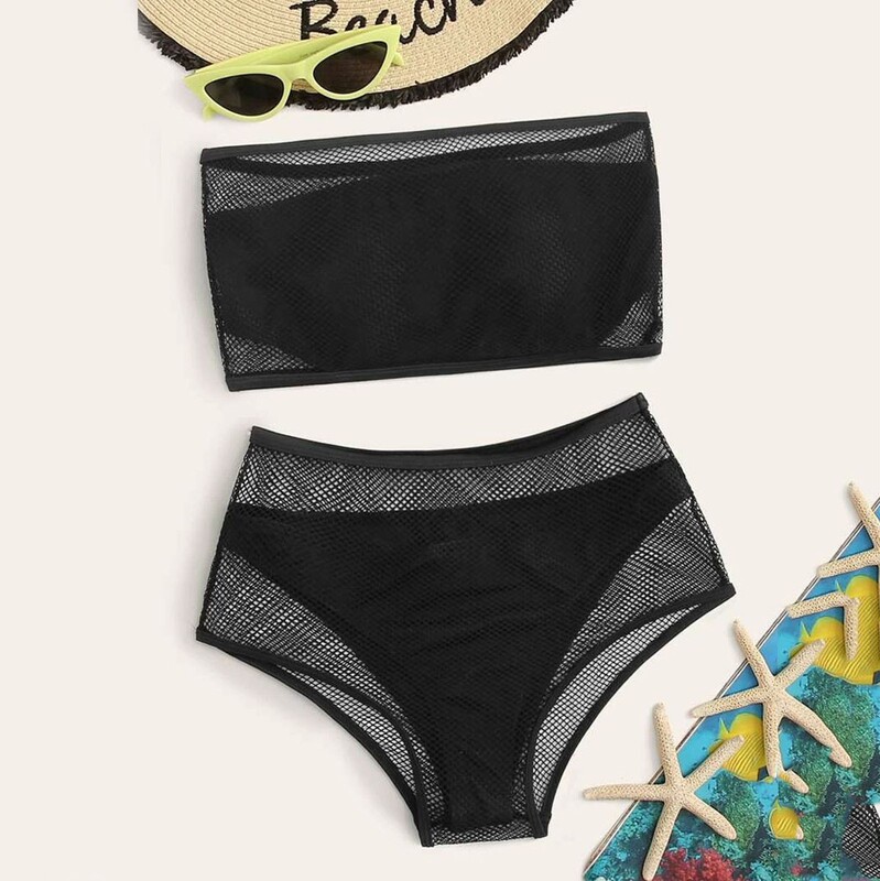 Fashionable Women's Sexy Mesh Two-Piece Bikini Swimsuit European and American Foreign Trade Amazon Source Factory in Stock Fashionable Women's Sexy Mesh Two-Piece Bikini Swimsuit European and American Foreign Trade Amazon Source Factory in Stock