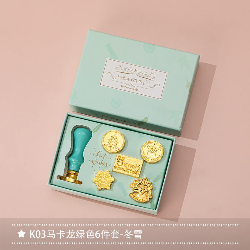 Nuevo macaron fuego pintura cera grano horno sello mano cuenta Día de San Valentín cumpleaños regalo fuego pintura sello conjunto completo al por mayor