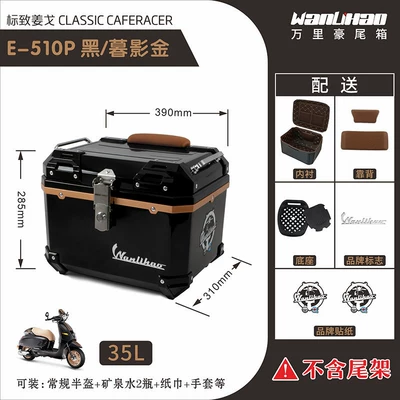 Motorcycle trunk, Wanlihao Peugeot Django 150 - jango-510p-black-twilight-gold-lining-double-brown-backrests