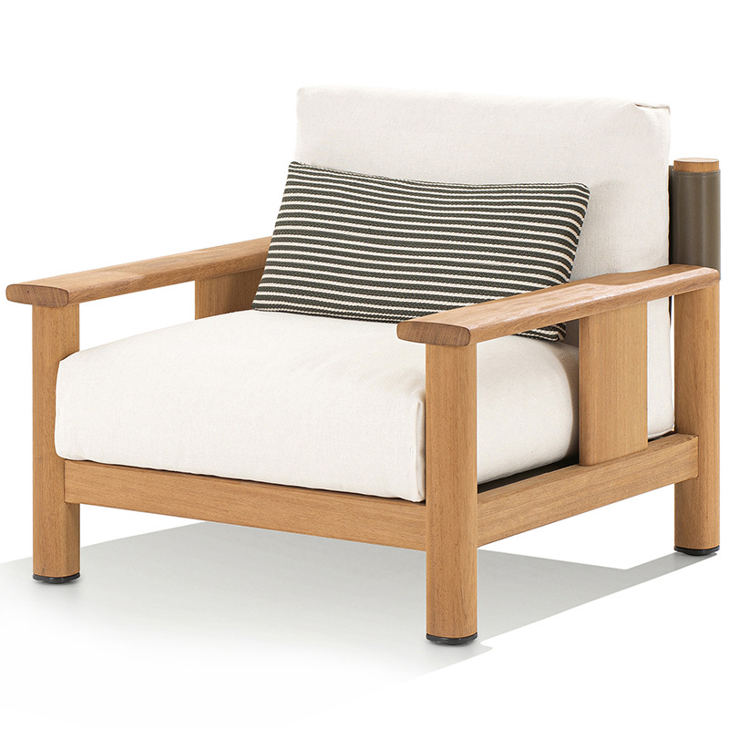 Sofá de madera maciza al aire libre patio jardín hotel villa ocio anticorrosión teca al aire libre muebles impermeables a prueba de sol image 5