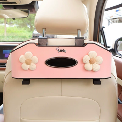 Car cup holder/beverage holder – holder for women - beige-five-petal-flower-chair-back-storage-box-new-model-pink