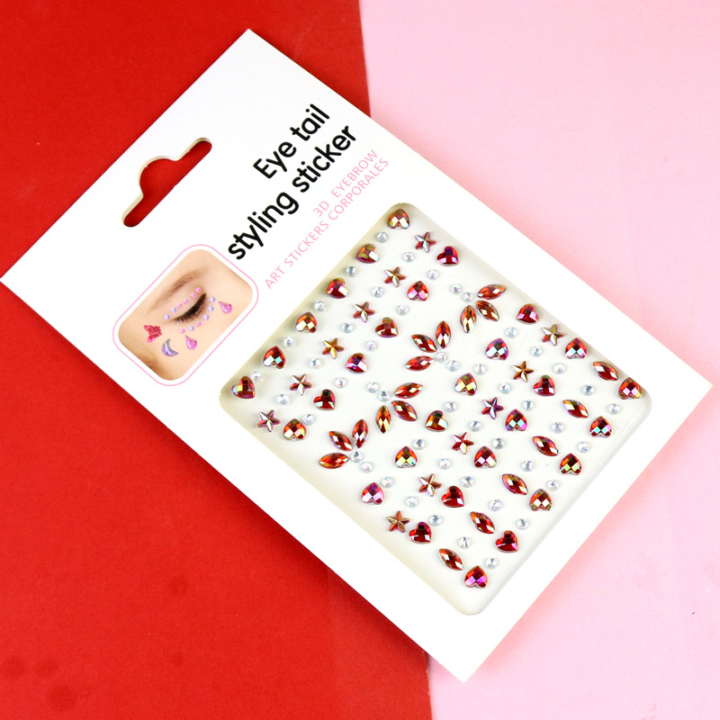 Transfronterizo AB diamantes coloridos joyas de maquillaje de ojos maquillaje facial pegatinas de diamante para niños espectáculo de escenario pegatinas faciales pegatinas de cristal perlas