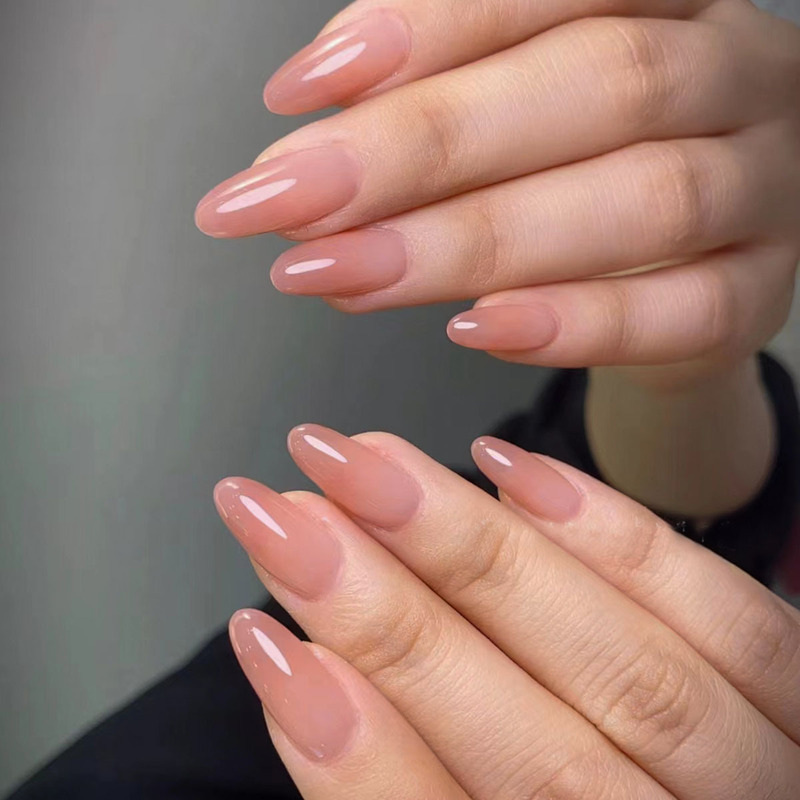 Glossy Solid Color Long Almond-Shaped Nail Tips for Manicure, Nail Stickers for Fingers, Wholesale Finished Products