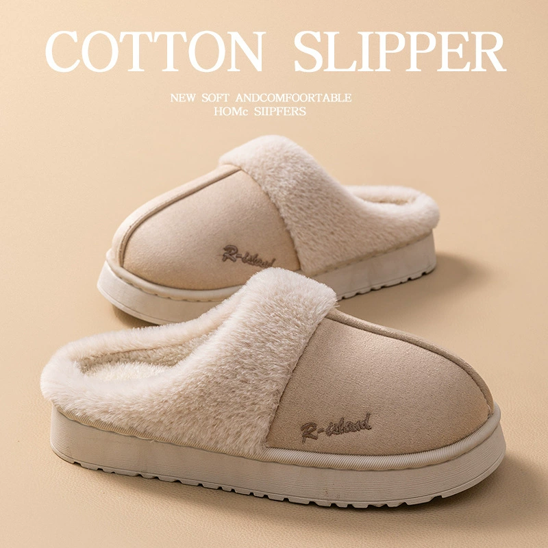 2024 трансграничные плюшевые хлопчатобумажные тапочки женские осенние и зимние подошвы EVA для домашнего использования теплые легкие плюшевые домашние тапочки