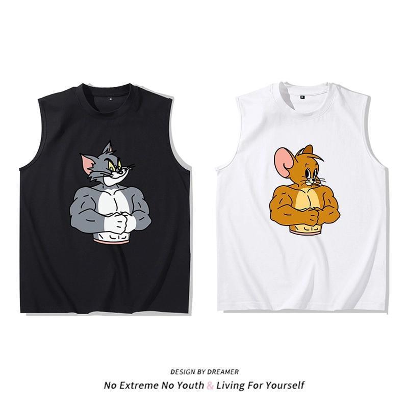 Muscle Jerry Tom Fitness Vest Men's and Women's Summer Loose Sports Casual Sleeveless Vest T-Shirt Top 12