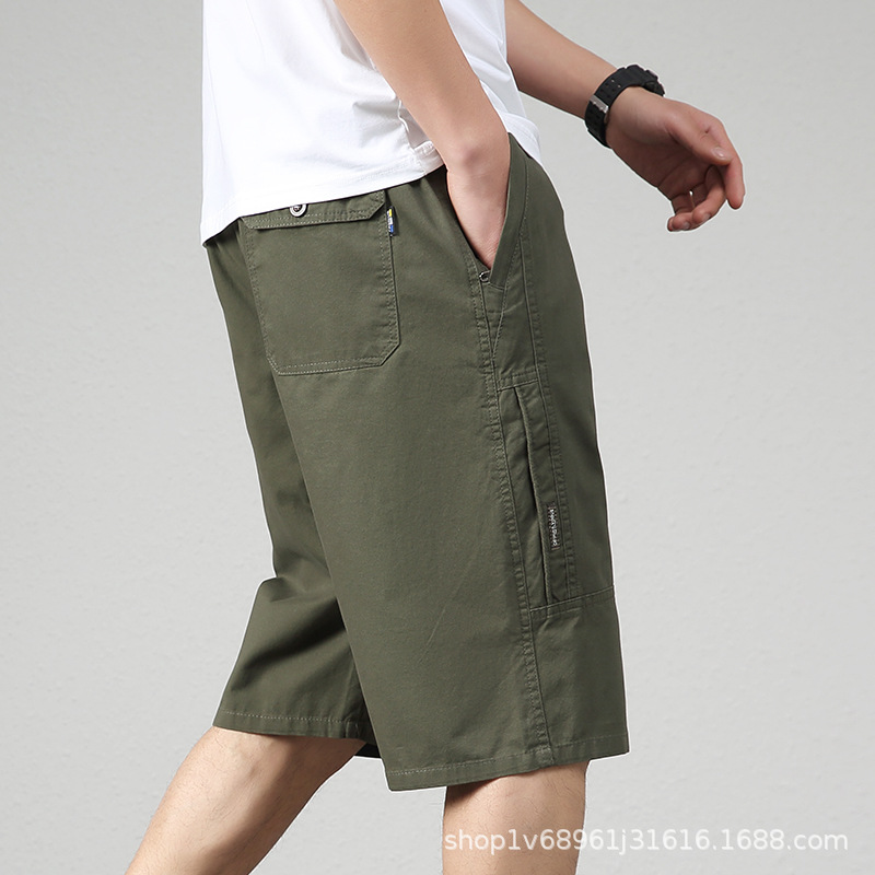 Summer New Arrival Cropped Pants for Zoro Men's Cotton Medium Pants Loose Straight-Leg Pants Middle-Aged Casual Tooling Shorts