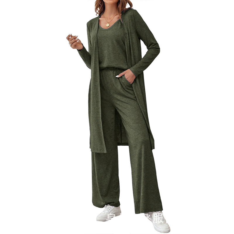 European and American Cross-Border Ready-Made Wholesale Solid Color Casual Vest Jacket Trousers Women's Three-Piece Suit