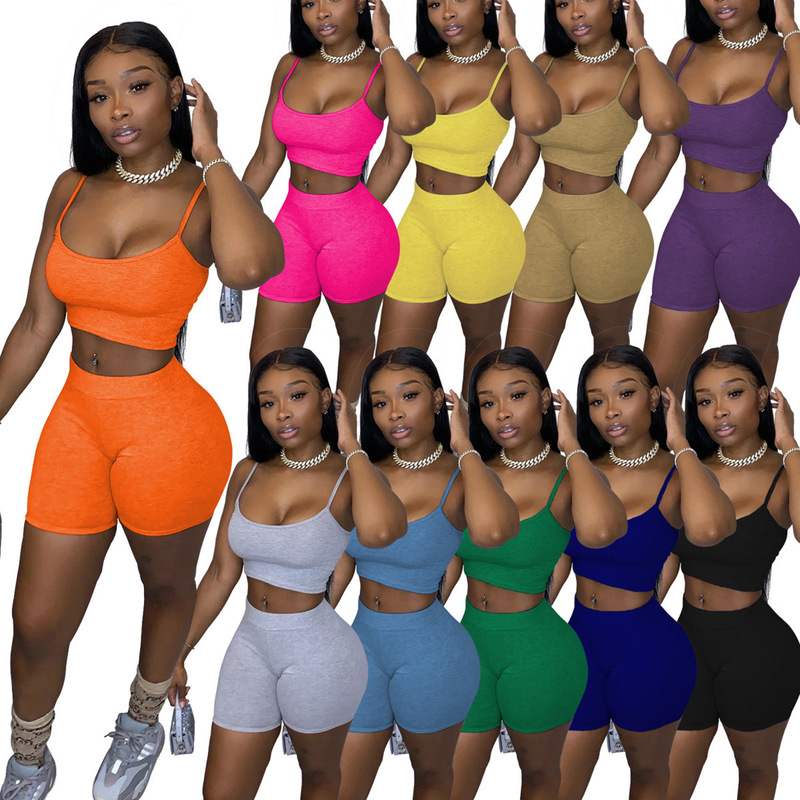 European and American Cross-Border Foreign Trade 2026 Autumn New Women's Solid Color Crop Top and Biker Shorts Set European and American Cross-Border Foreign Trade 2026 Autumn New Women's Solid Color Crop Top and Biker Shorts Set
