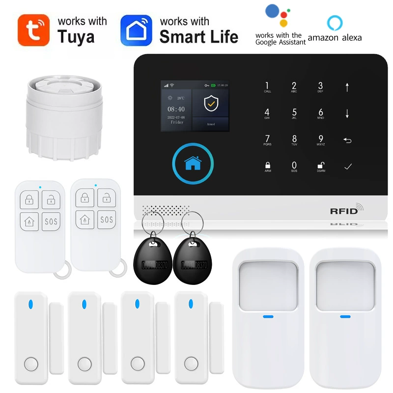 GSM WiFi защита безопасности Alexa Tuya домашняя охрана против кражи датчик движения дверной магнитный сигнализация система безопасности