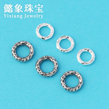 S925银散珠珠子 隔珠隔片 锤纹圈 手工diy饰品串珠材料配件配饰