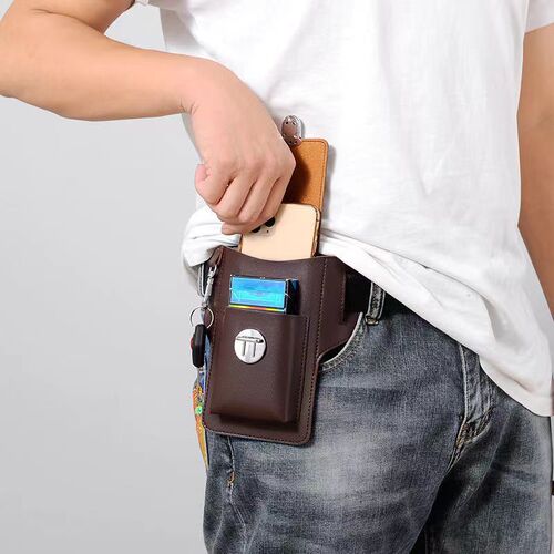 New vertical mobile phone waist bag for men working on construction sites, mobile phone holster that can hold cigarette cases, hang keys and wear belts