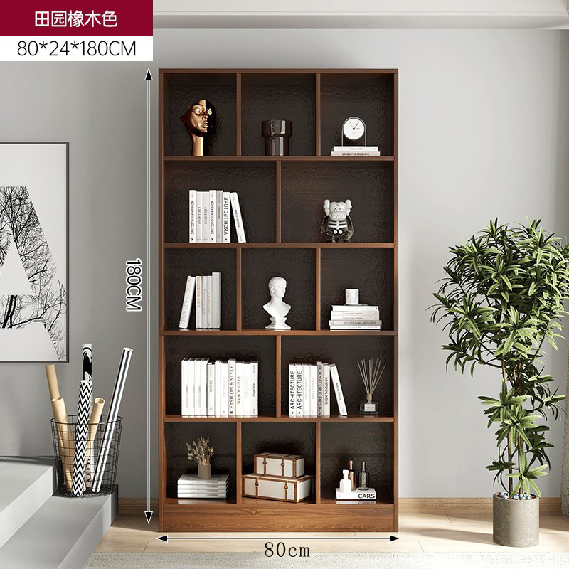 Estantería de piso de almacenamiento de rack sala de estar simple pared estantería dormitorio lectura rack multi-capa de almacenamiento a cuadros armario