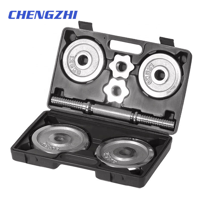 Custom Dumbbell Men's Fitness Gift Box Electroplated Dumbbell 10kg Connecting Rod Adjustable Dumbbell Barbell