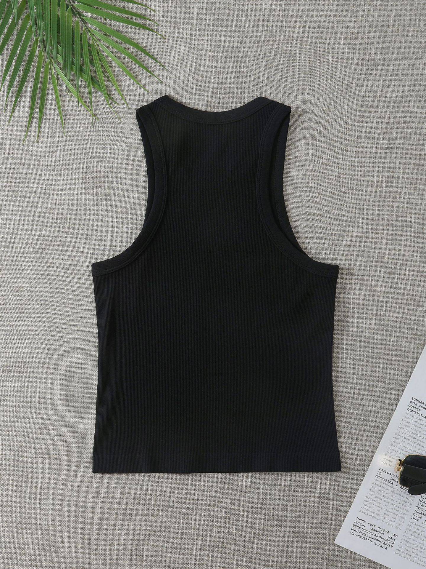Dames geribde gebreide tanktop slim fit longline camisole voor laagjes_voghion.com