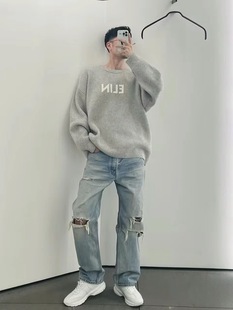 Correct Version of the Original Ce Brand 25Fw Patchwork Crew Neck Sweater, Casual Loose Sweater, Unisex Fashion Versatile