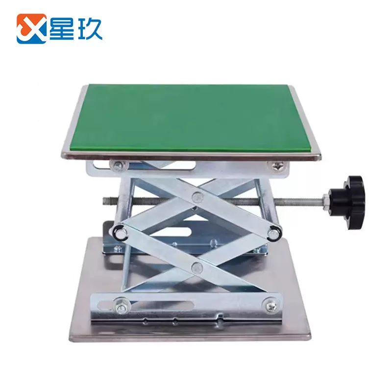 不锈钢升降台100*100小型手动水平仪升降平台支撑架实验室升降台