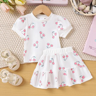 Baby Girls Clothes0-3YŮ���ļ������ͯӡ������+����ȹ 2����