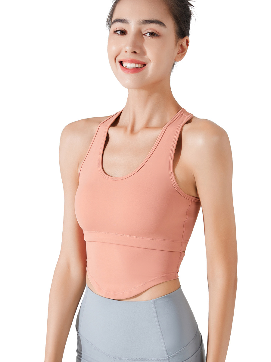 Correa de hombro ancha de Europa y América ropa interior deportiva de las mujeres a prueba de golpes corriendo push up Yoga con almohadilla en el pecho Chaleco de entrenamiento belleza sujetador trasero