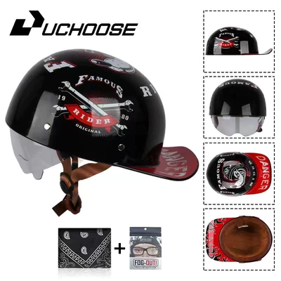 Motorcycle Safety Supplies – Certified Half Helmet for Motorcycles - black-night-wolf-dog-transparent-mirror-s