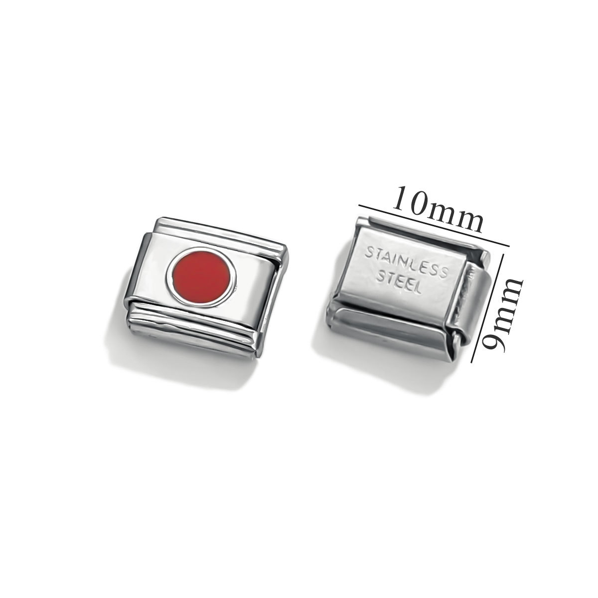 Módulo de acero inoxidable italiano pulsera cuadrada puntos esmalte módulo brillante elástico DIY accesorios de pulsera granular