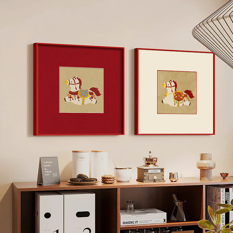 马上有钱挂画摆件新年招财客厅装饰画餐厅寓意好高级卧室玄关摆画