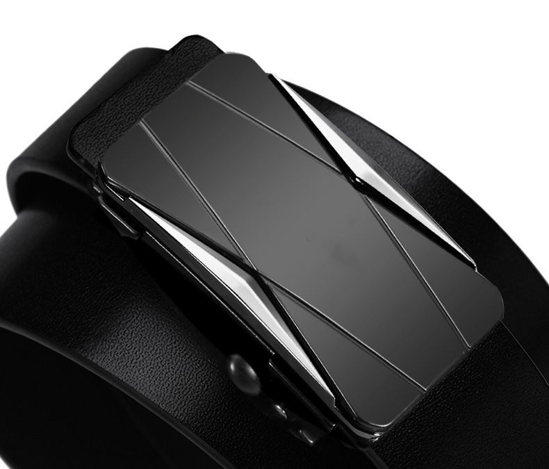 New foreign trade cross-border best-selling seamless alloy automatic buckle two-layer genuine cowhide men's belt in stock