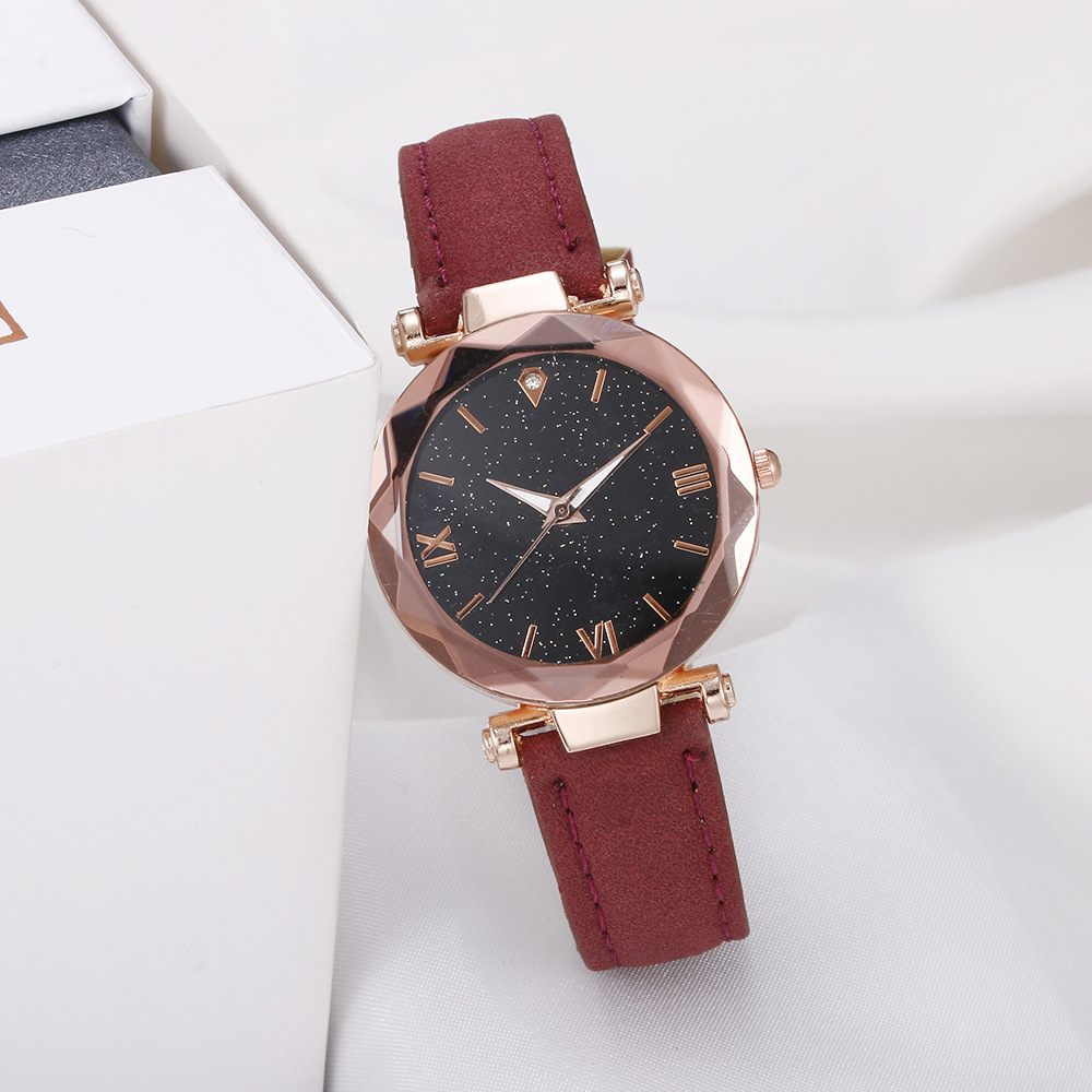 Roman Digital New Starry Sky Fashion Matte Belt Women's Watch_voghion.com