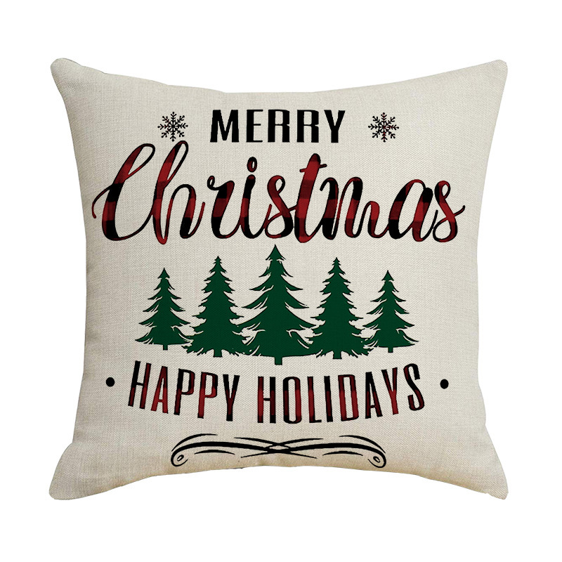 Nuevo lino transfronterizo de Navidad abraza almohada casera Santa Alce almohada sofá cubierta al por mayor