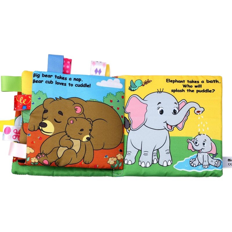 Libro de tela de etiqueta de bebé animal no puede ser rasgado, mordedura de papel de sonido padre-niño interacción infantil temprana enseñanza al por mayor