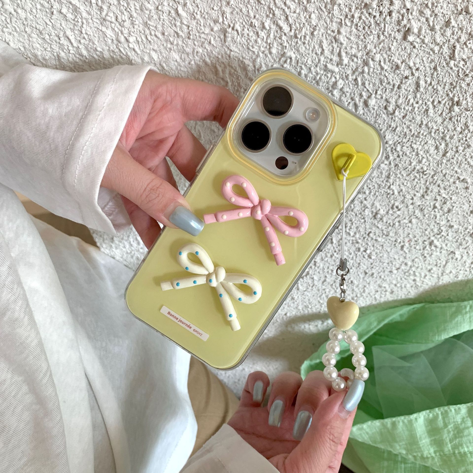 Verano pequeño y fresco arco tridimensional para Apple 16ProMax funda para teléfono móvil 15Pro Nuevo colgante 14/13 15